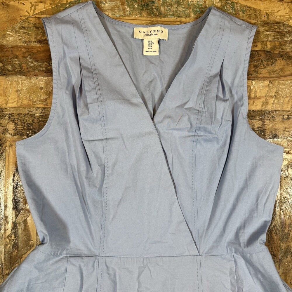 Calypso St. Barth Eyelet Embroidered Faux-Wrap Dress Medium Boho Luxe coastal - Picture 7 of 13